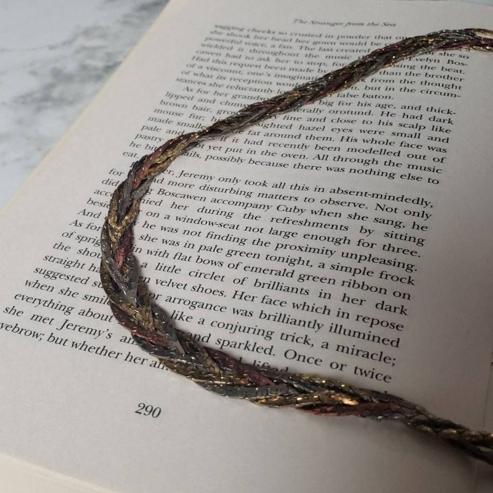 Tri Colored Chain Braided Overlay Necklace - Picture 2 of 6